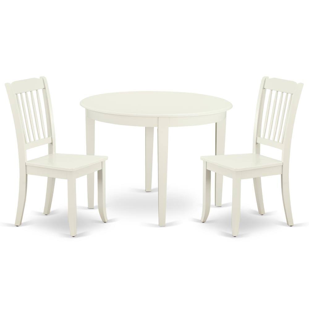 Back. East West Furniture - Dining Room Set Linen White - Brown.