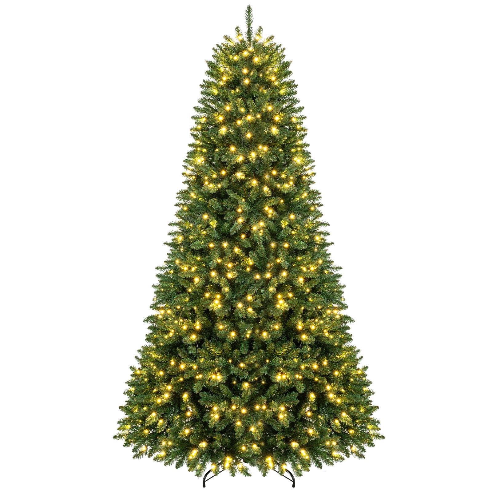 Alt View 1. Costway - 7.5 FT Pre-Lit Fir Christmas Tree Hinged with 700 LED Lights - Green.