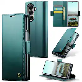 UUCOVER - For Samsung Galaxy Z Fold 7 PU Leather Wallet Case with RFID Blocking Card Slots Cash Holder, Stand Magnetic Folio Cover - Green