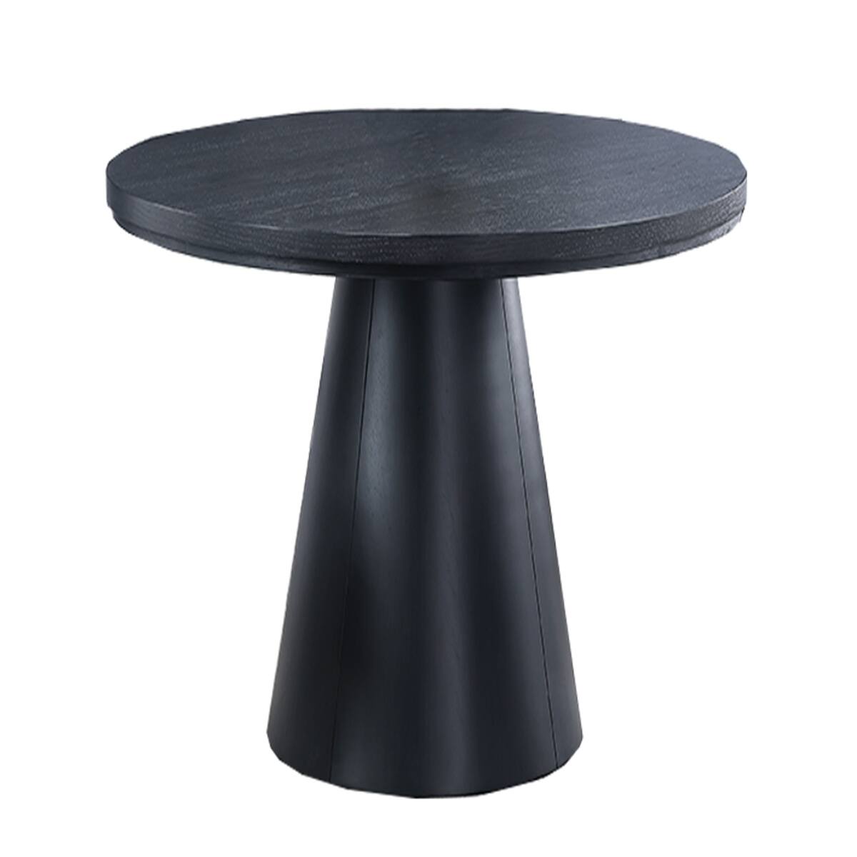 Back. Loheer - Loheer 48-Inch Round Dining Table With Black Cone-Shaped Base, Seats Four - Black.