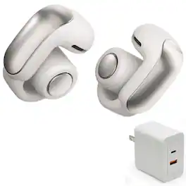 Bundle - Bose - Ultra Open Earbuds with Fast Charger -Water Resistant, Up to 48 Hrs of Playtime - White Smoke