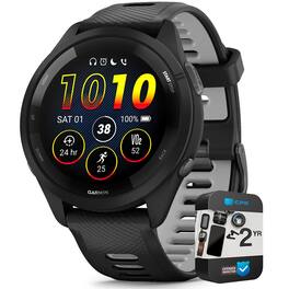Garmin - Forerunner 265 GPS Smartwatch Black/Powder Gray + 2 Year Warranty Bundle - Black - (2023)