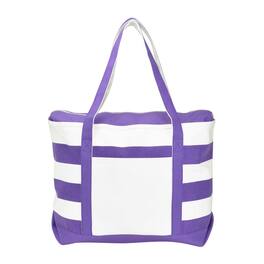 DORLUKFU - Striped Boat Bag Premium Cotton Canvas Tote - Purple