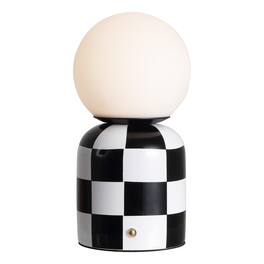 Jonathan Y - Zira 10 in. Ceramic Rechargeable Cordless Portable Dimmable with Frosted Globe Shade LED Table Lamp - Black/White