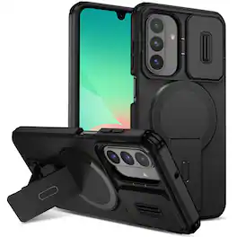 UUCOVER - Magnetic Case for Samsung Galaxy A37 5G Shockproof TPU+PC Case Compatible with MagSafe Stand Sliding Camera Cover - Black