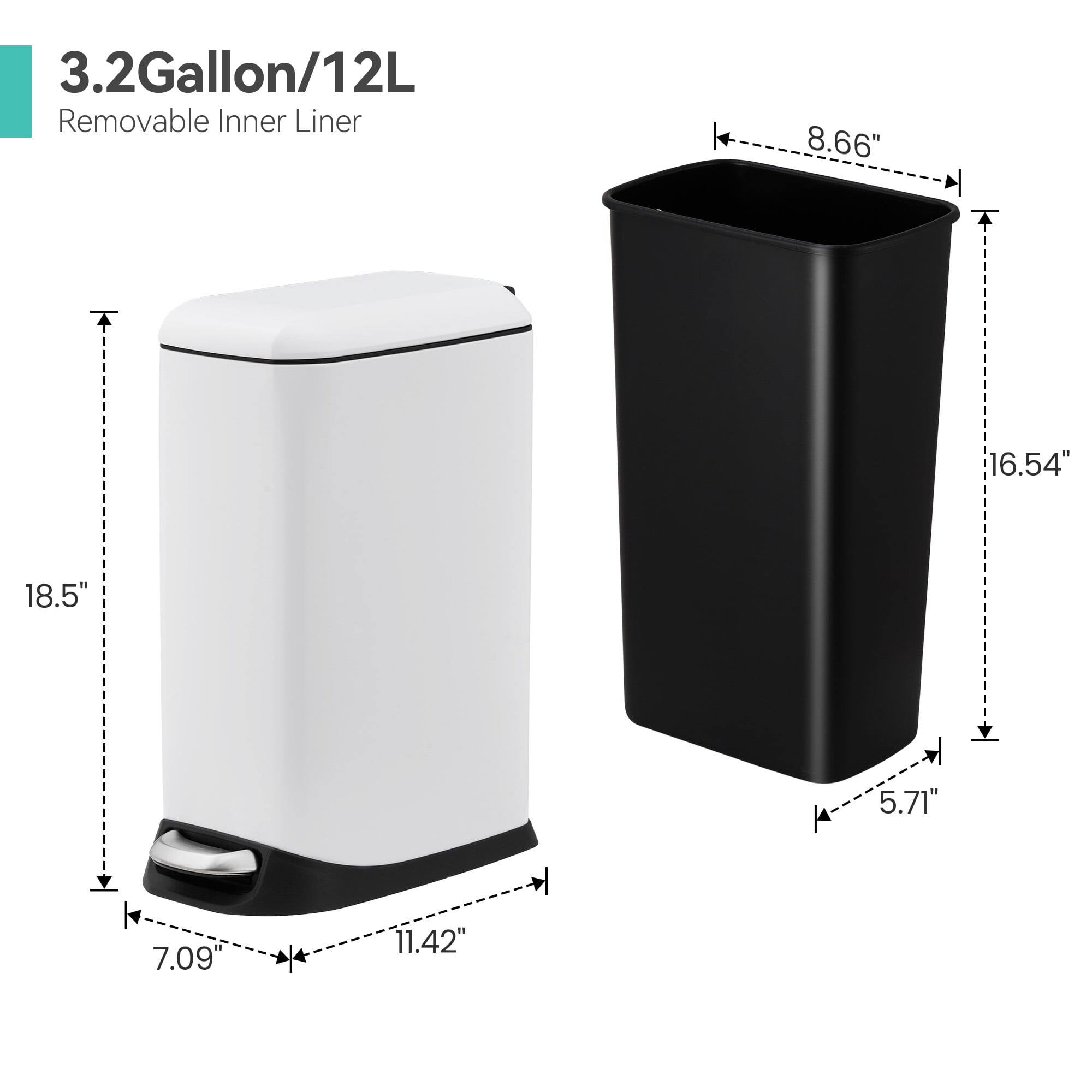3.2Gallon/12L  
Removable Inner Liner  

8.66"  
16.54"  
18.5"  
5.71"  
7.09"  
11.42"