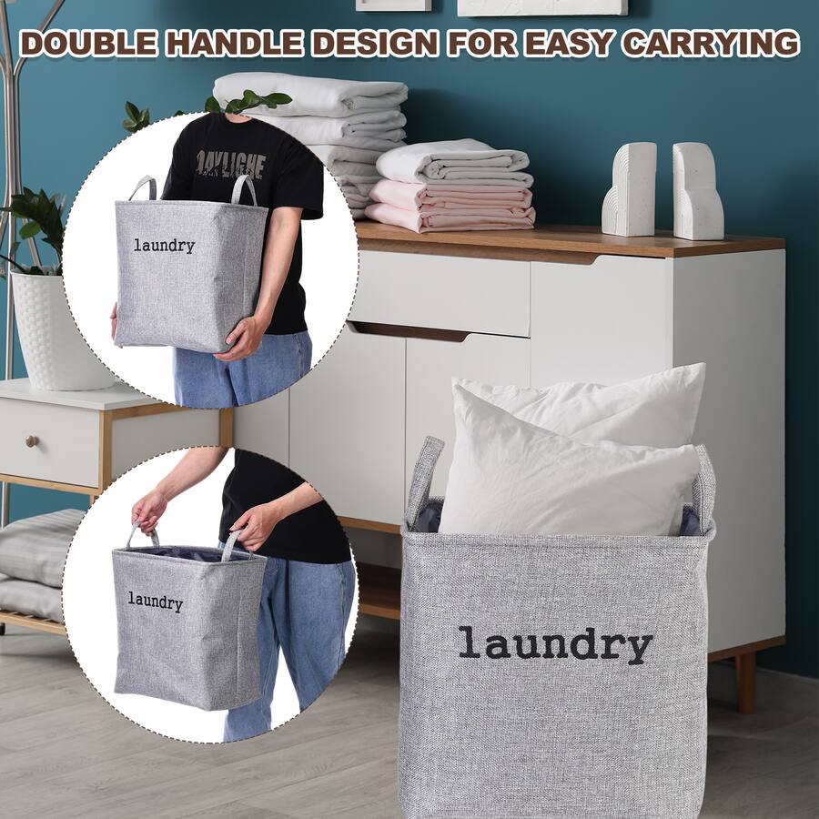 Unique Bargains Laundry Hamper Collapsible with Handles, 14x10.2x15.7 ...