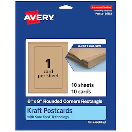 Avery - Printable Cards with Rounded Corners, 6" x 9", Kraft 10ct - Brown