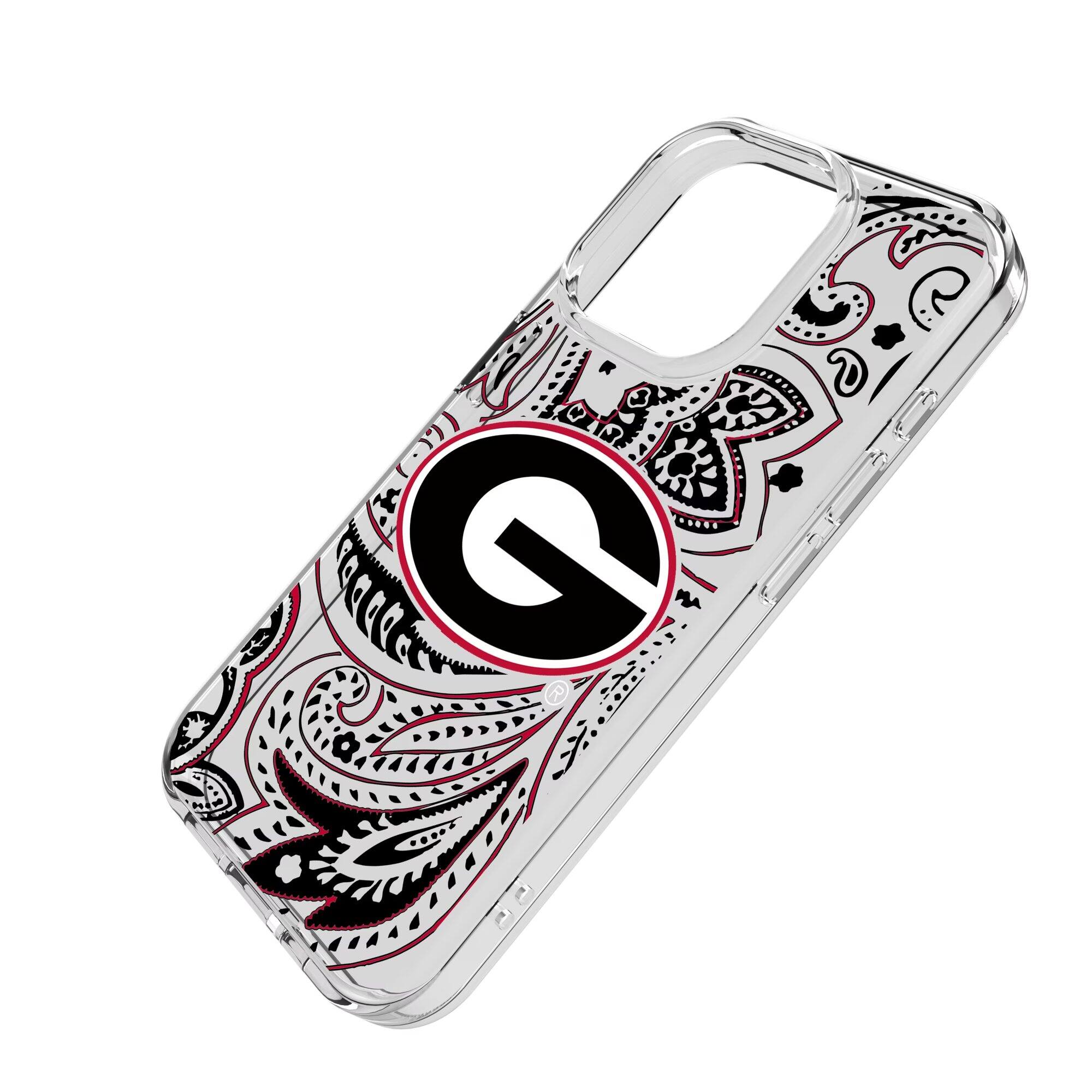 Alt View 1. Keyscaper - Georgia Bulldogs Paisley iPhone Clear Case - 14 Plus - Multicolor.