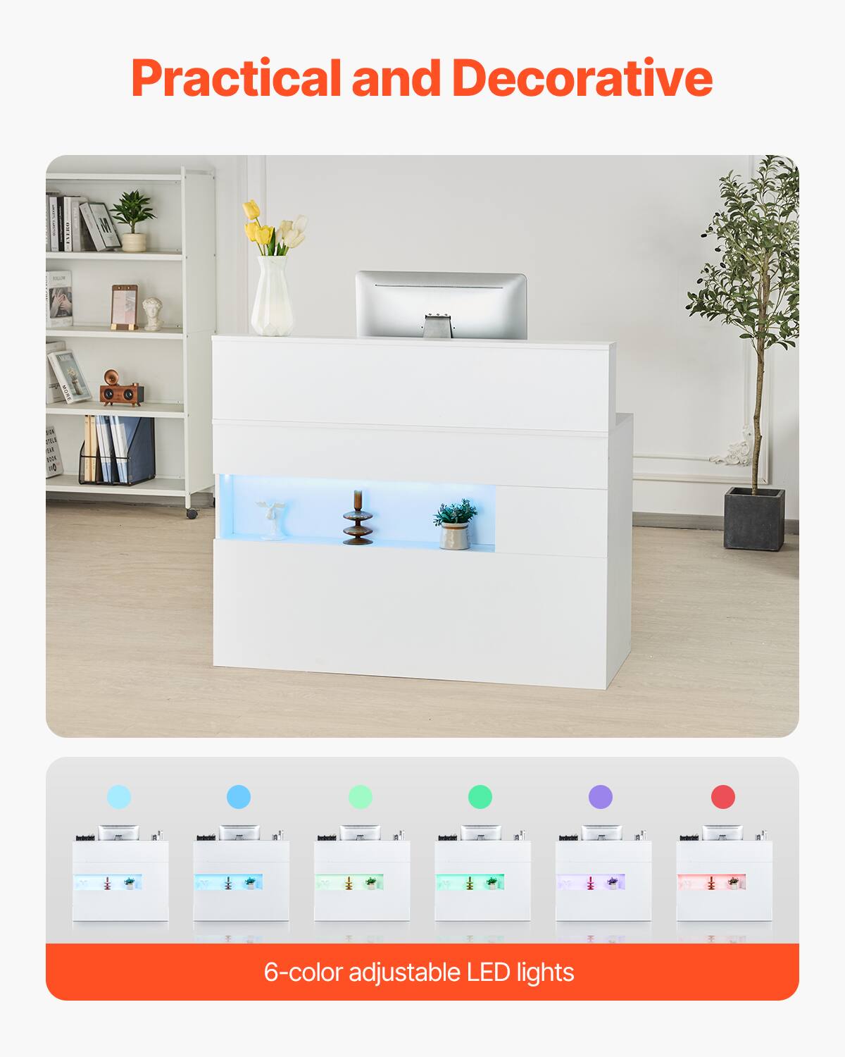 Practical and Decorative

6-color adjustable LED lights