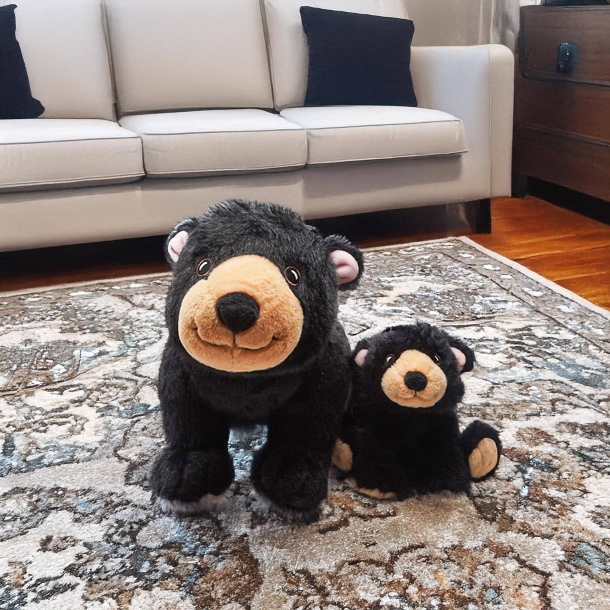 Alt View 10. TriAction Toys - Snooze Monsters Interactive Bedtime Plush Set | Black Bear With Baby - Black.