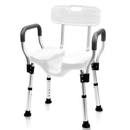 JETRANSPORT - Shower Chair Heavy Duty Seat With Arms Adjustable Height Ideal For Bathtub Handicap 796c Heavy-duty Aluminum - Large with U-shape Seat