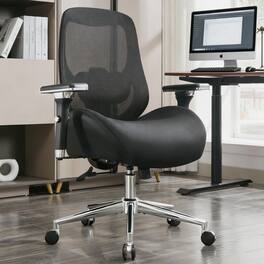 Forest'nSky - Big and Tall Office Chair with Wide Thick Seat Cushion with 4D Armrests - Black
