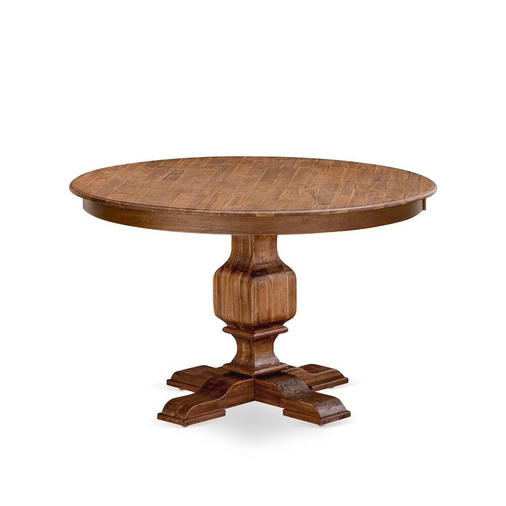 Left. FurniFact - Rustic Round Dining Table - Multi-Color.