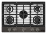 KitchenAid - 30 in. Wide 5 burners Gas Cooktop with Integrated Wok Grate - Black Ore