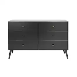 Prepac - Milo Mid Century Modern 6-drawer Dresser - Black