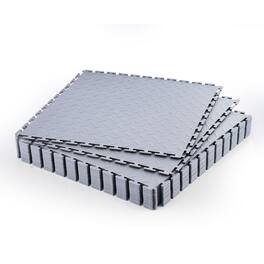 VEVOR - Garage Floor Tiles Interlocking, 16 Pack 20.2 x 20.2 x 0.2 in Interlocking Modular Garage Flooring Tiles, Diamond Plate - Silver Gray