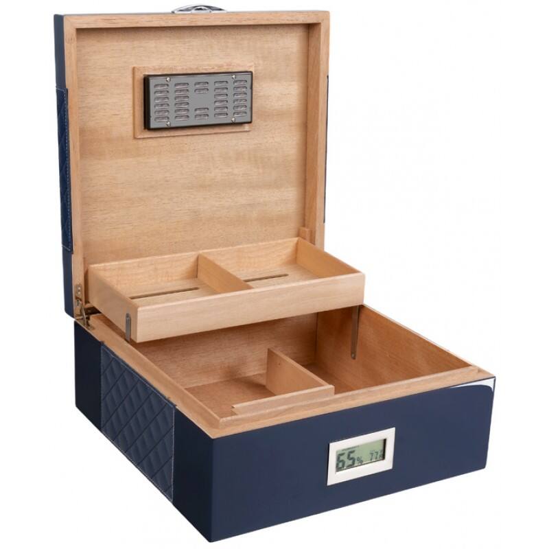 Alt View 5. Prestige - Hampton Blue Cigar Humidor - Blue Lacquer Finish.