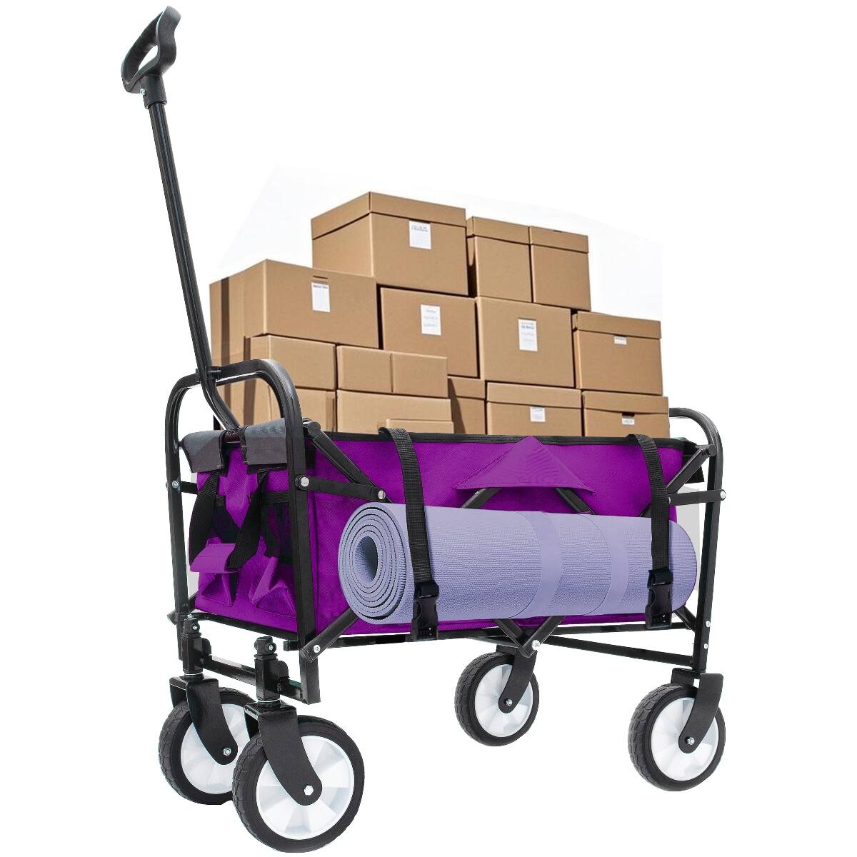 Alt View 7. Loheer - Loheer Collapsible Wagon with Strapping System, 225 lb Capacity Utility Cart, Purple.