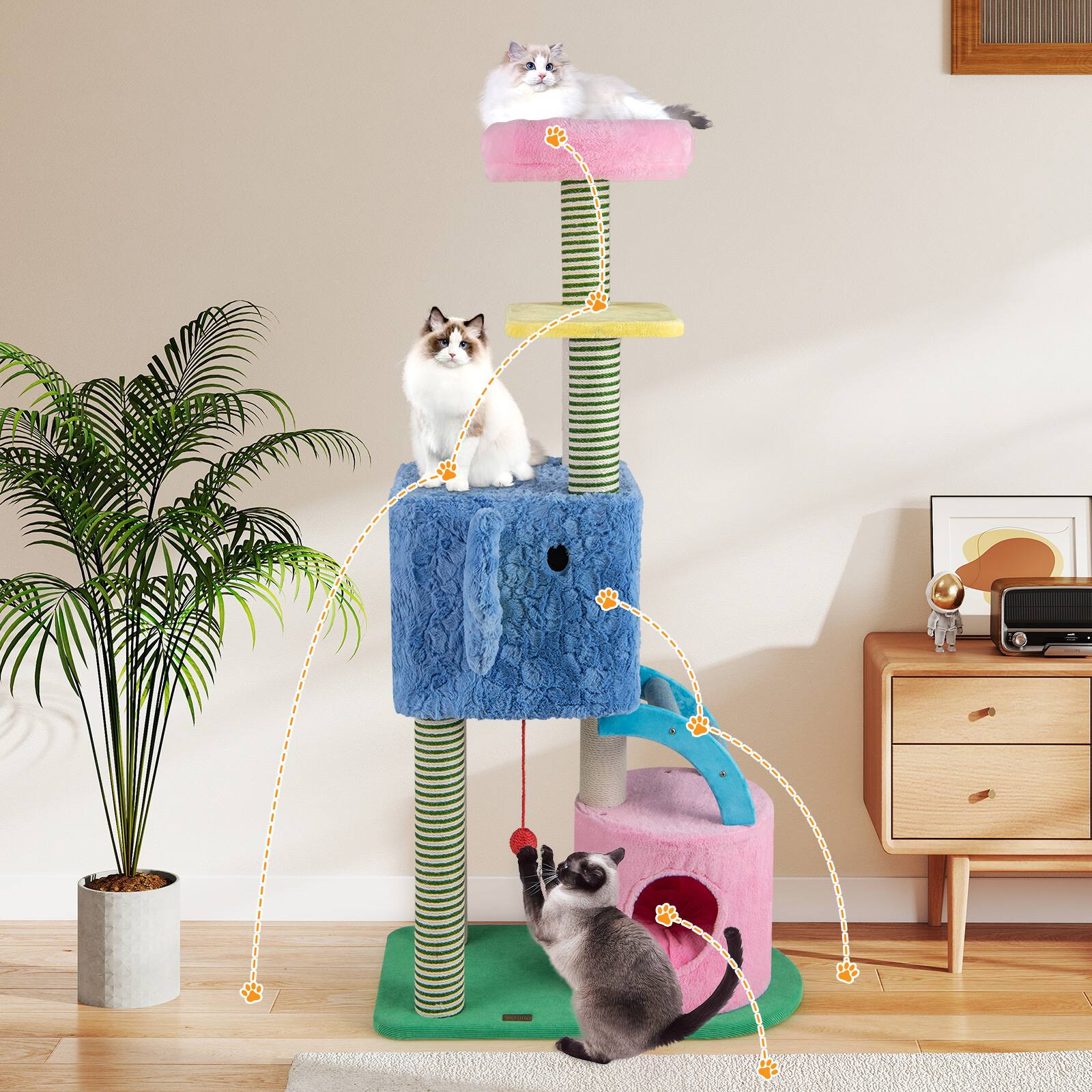 Alt View 1. Gymax - Gymax Elephant Themed Cat Tree for Adult Cats Multi-level Kitty Tower w/ 2 Condos.