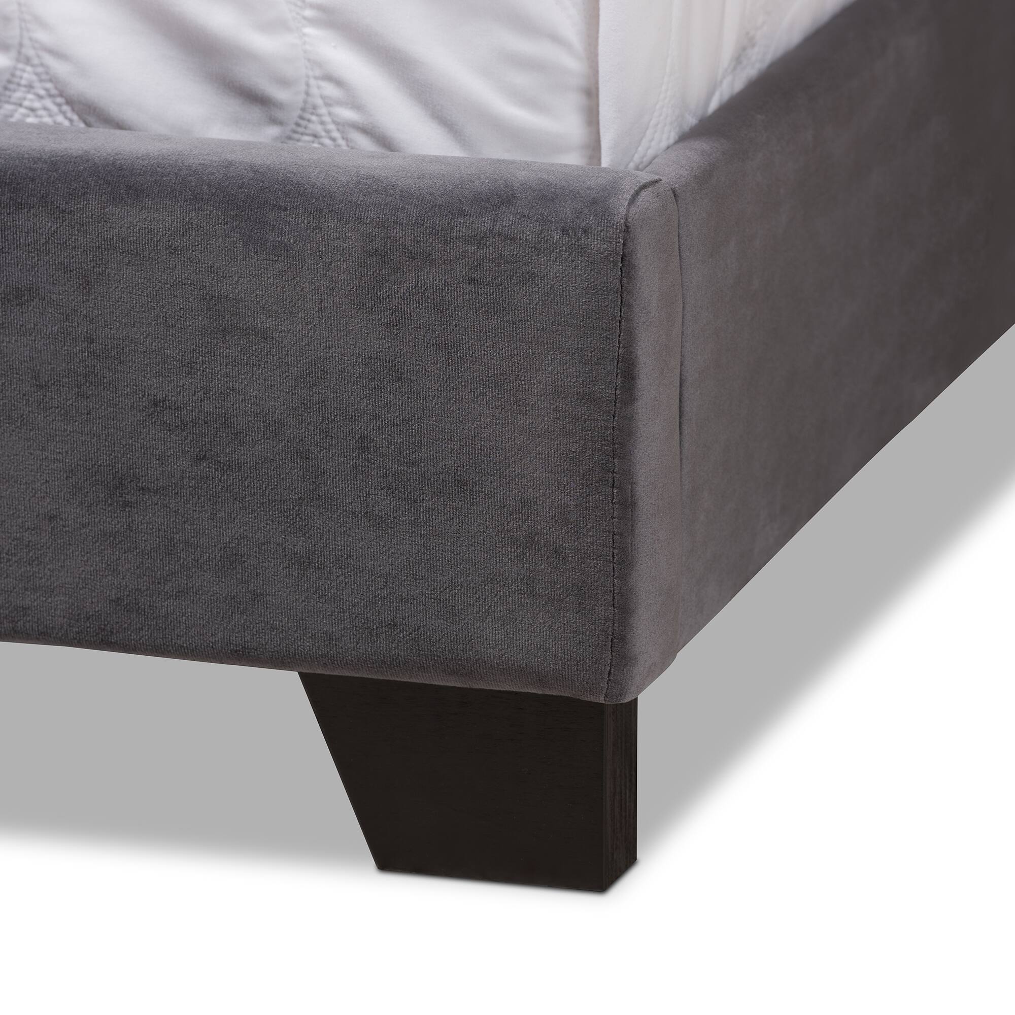 Alt View 1. Baxton Studio - Candace Luxe and Glamour Velvet Upholstered Bed - Dark Grey.
