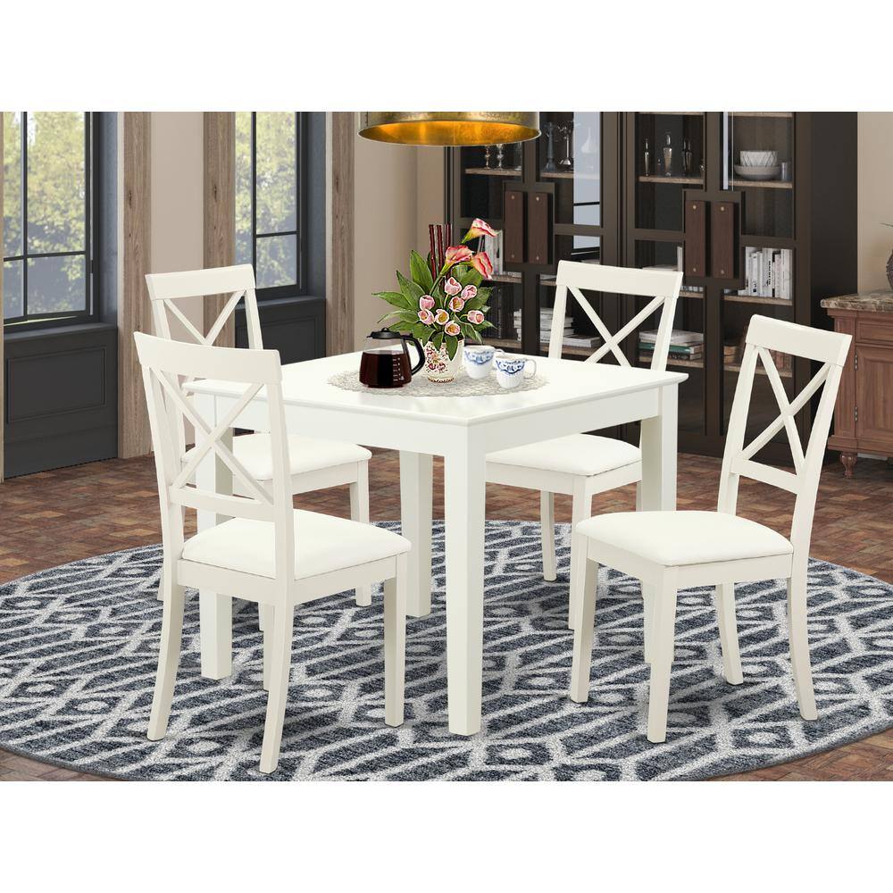 Left. East West Furniture - Dining Room Set Linen White - Brown.