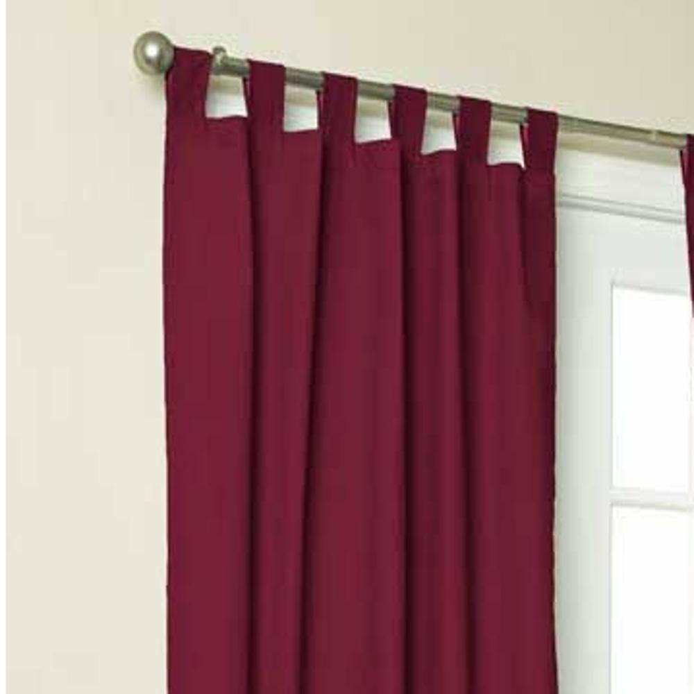 Left. Commonwealth Home Fashions - Commonwealth Thermalogic Weather Cotton Fabric Tab Panels Pair - 160x84" - Burgundy - Burgundy.