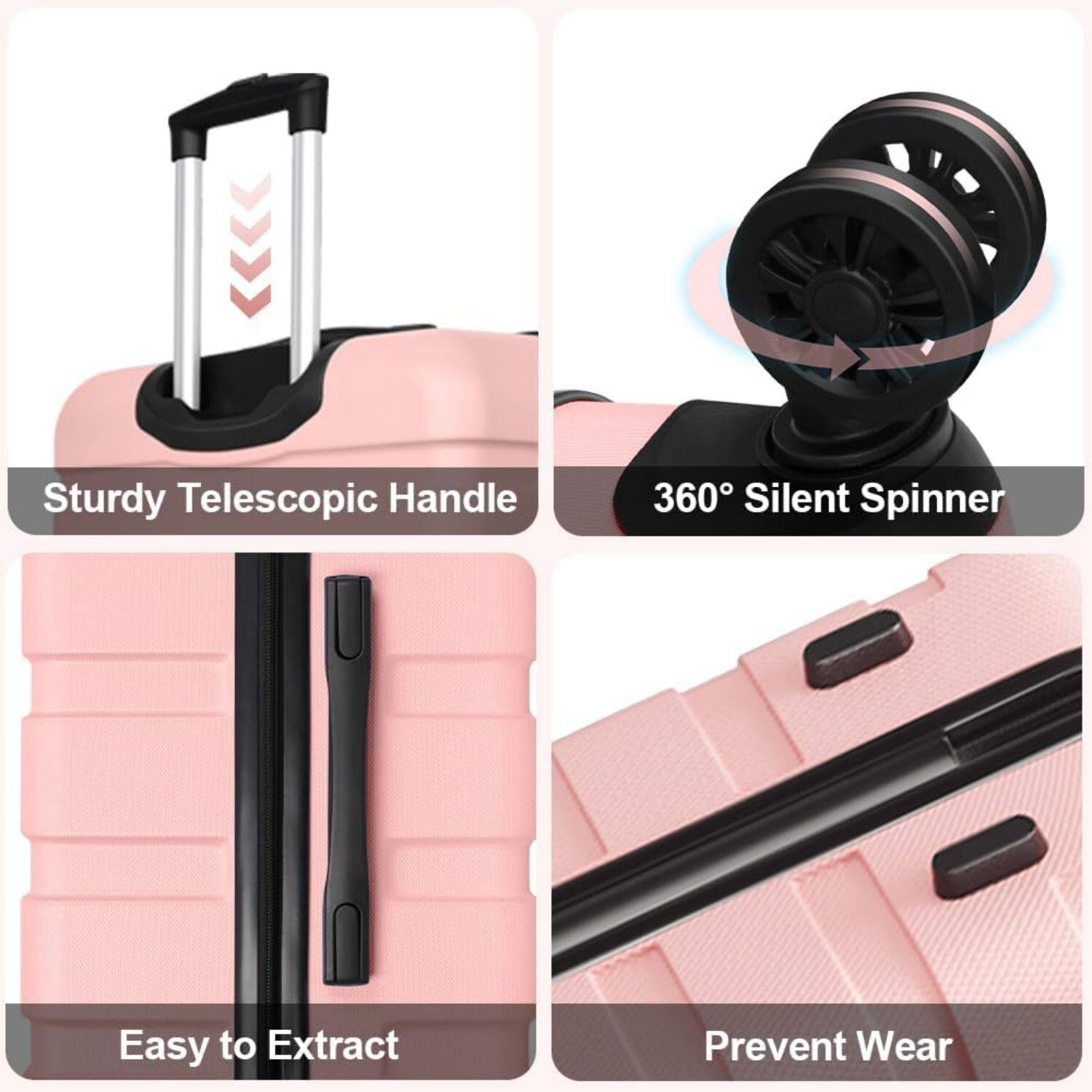- Sturdy Telescopic Handle
- 360° Silent Spinner
- Easy to Extract
- Prevent Wear