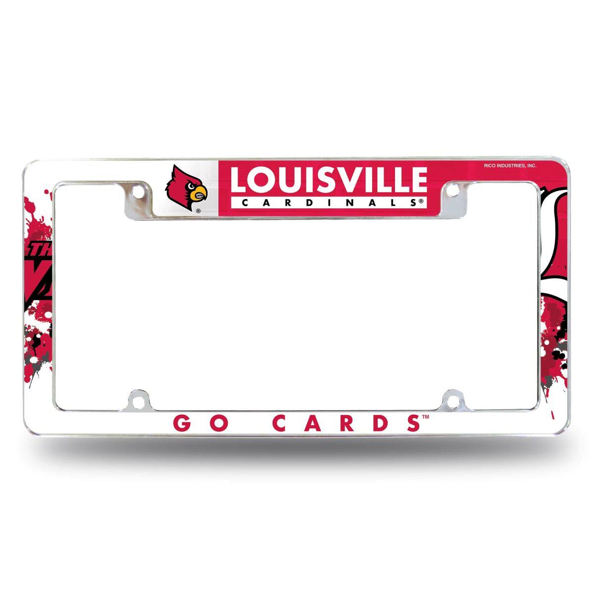 University of Louisville Cardinals Chrome Metal License Plate Frame with Bold Full Frame Design
