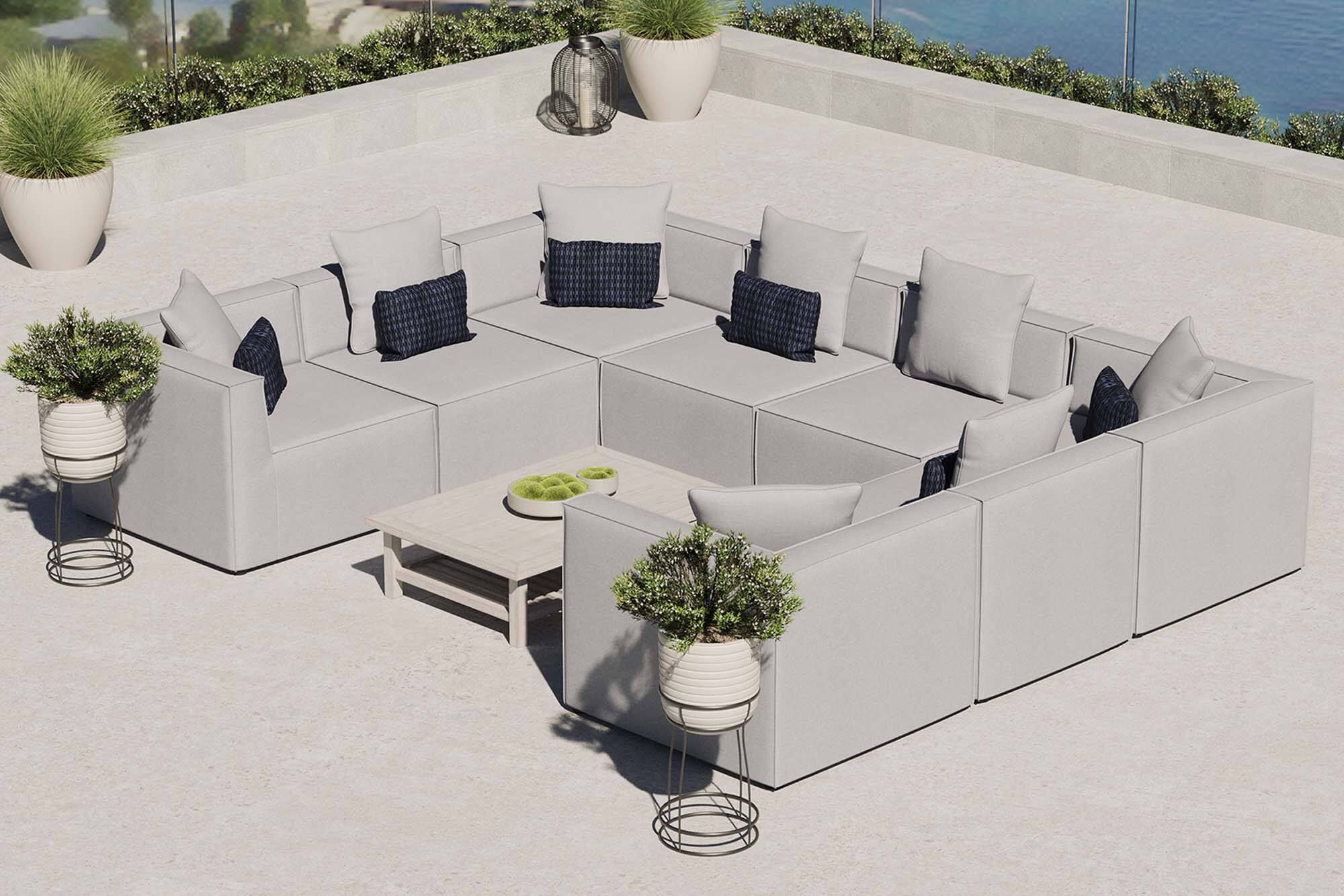 Saybrook 8-Piece Outdoor Patio Upholstered Sectional Sofa by Modway - Gray