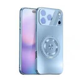 Dteck - Magnetic Shockproof Case for Apple iPhone 17 Pro Max, 360 Rotating Ring Stand Phone Cover with Integrated Lens Protector - Blue
