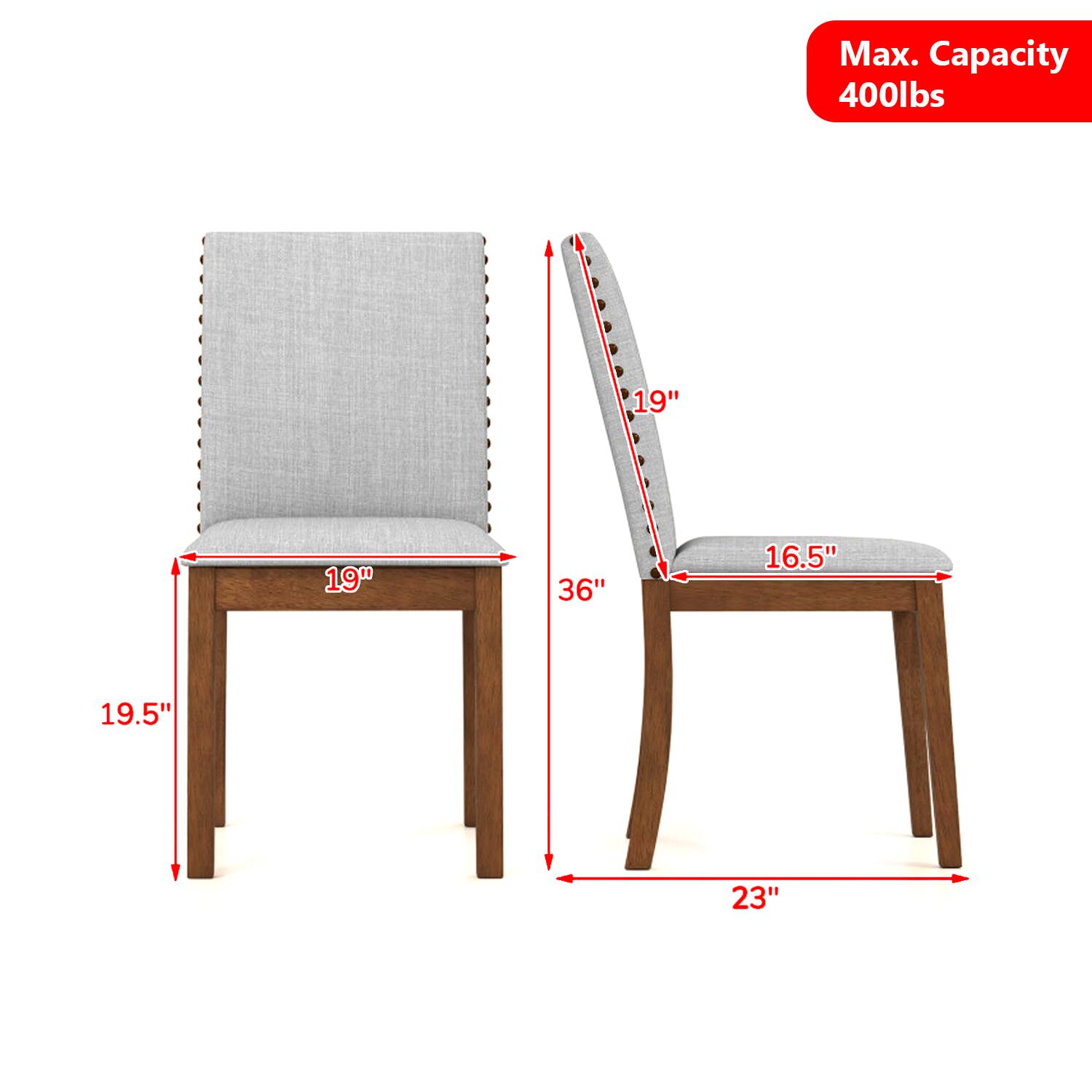 Max. Capacity 400lbs  
19"  
19"  
36"  
16.5"  
19.5"  
23"