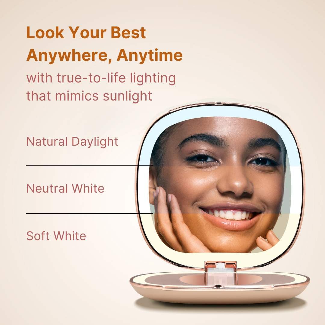 Look Your Best  
Anywhere, Anytime  

with true-to-life lighting that mimics sunlight  

Natural Daylight  
Neutral White  
Soft White