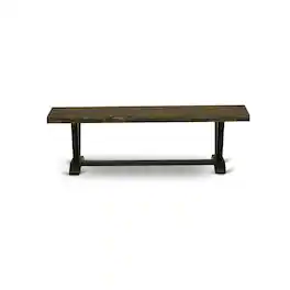 East West Furniture - V-Style Modern Dining Table Bench with Wooden Seat - Brown