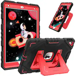 Kitcheniva - Kids Shockproof Case For iPad 9th 8th 7th Gen 10.2 Inch Full Body Protection - Black Pink