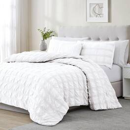 RT Designers Collection - Ramallah Eliza Seersucker Comforter Set - 4-Piece - King 86x102" - White