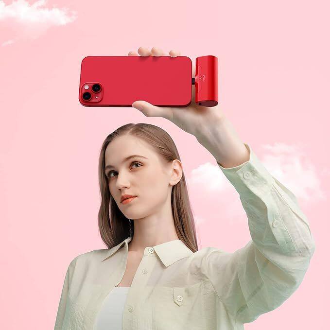 Alt View 1. iWalk - iWALK Small Portable Charger 4500mAh Ultra-Compact Power Bank Cute Battery Pack - Red.