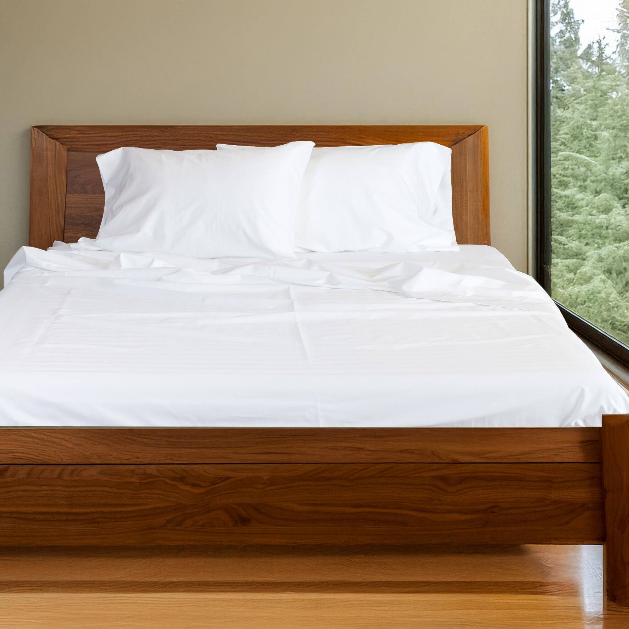 Alt View 4. BedVoyage - Melange viscose from Bamboo Cotton Bed Sheet - White.