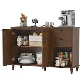 Bestier - Modern Sideboard with Adjustable Shelves & Dual Storage Options - dark brown