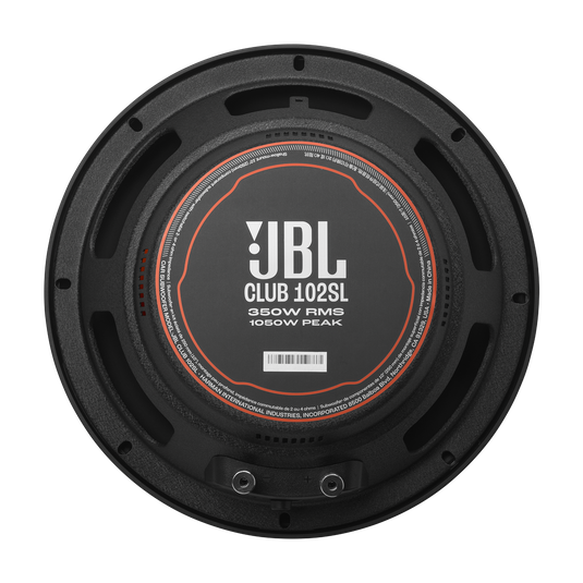 JBL  
CLUB 102SL  
SUBWOOFER  
350W RMS  
1050W PEAK  
MADE IN CHINA  
MODEL I  
Northridge HARMAN  
Balboa INTERNATIONAL  
INDUSTRIES INCORPORATED