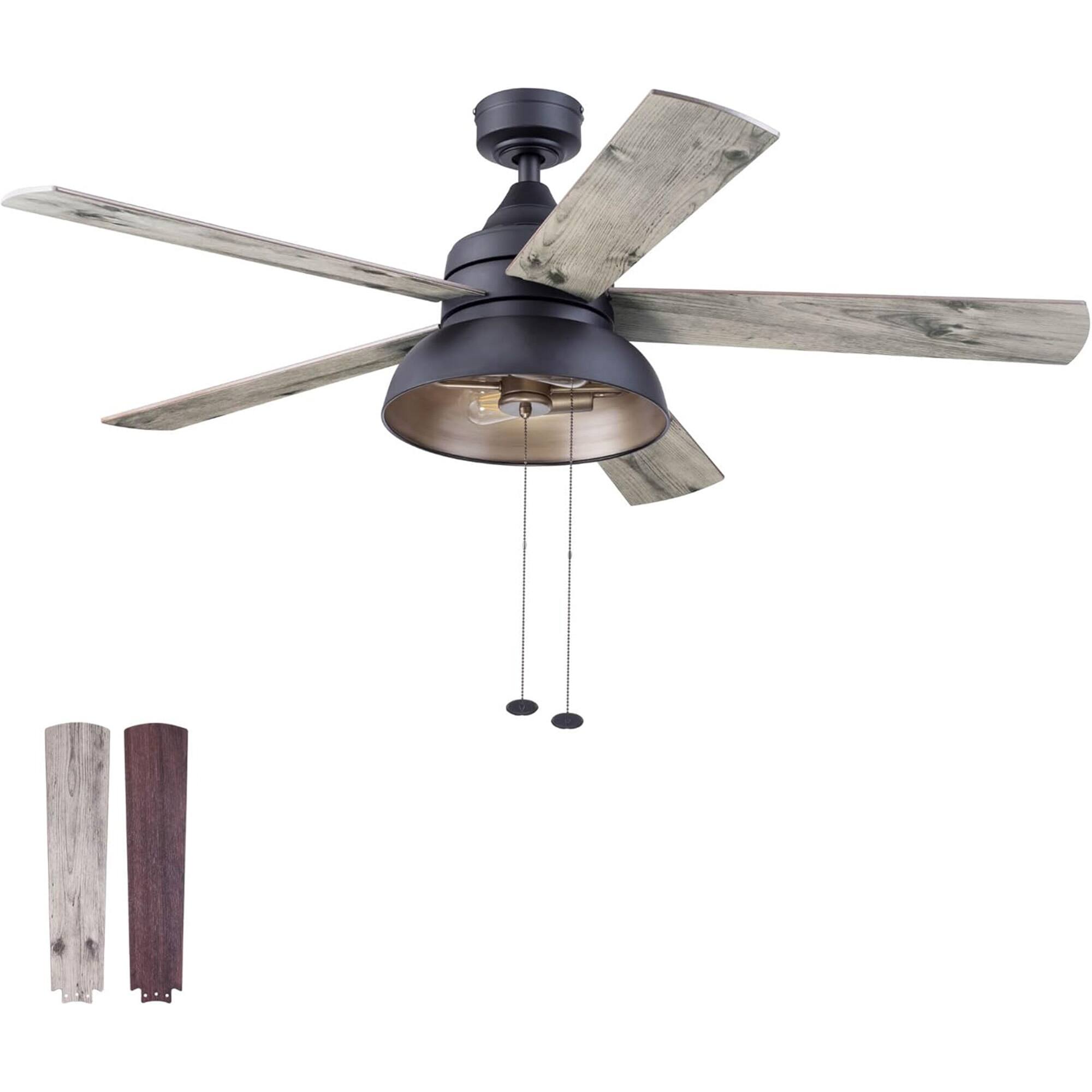 Front. Prominence Home - Prominence Home Brightondale 52" Industrial Ceiling Fan with Light, Matte Black - Matte Black.