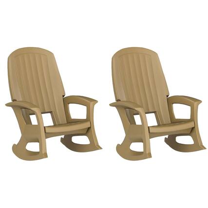 Front. Semco - Semco Plastics Rockaway Heavy Duty All Weather Outdoor Rocking Chair (2 Pack) - Taupe.
