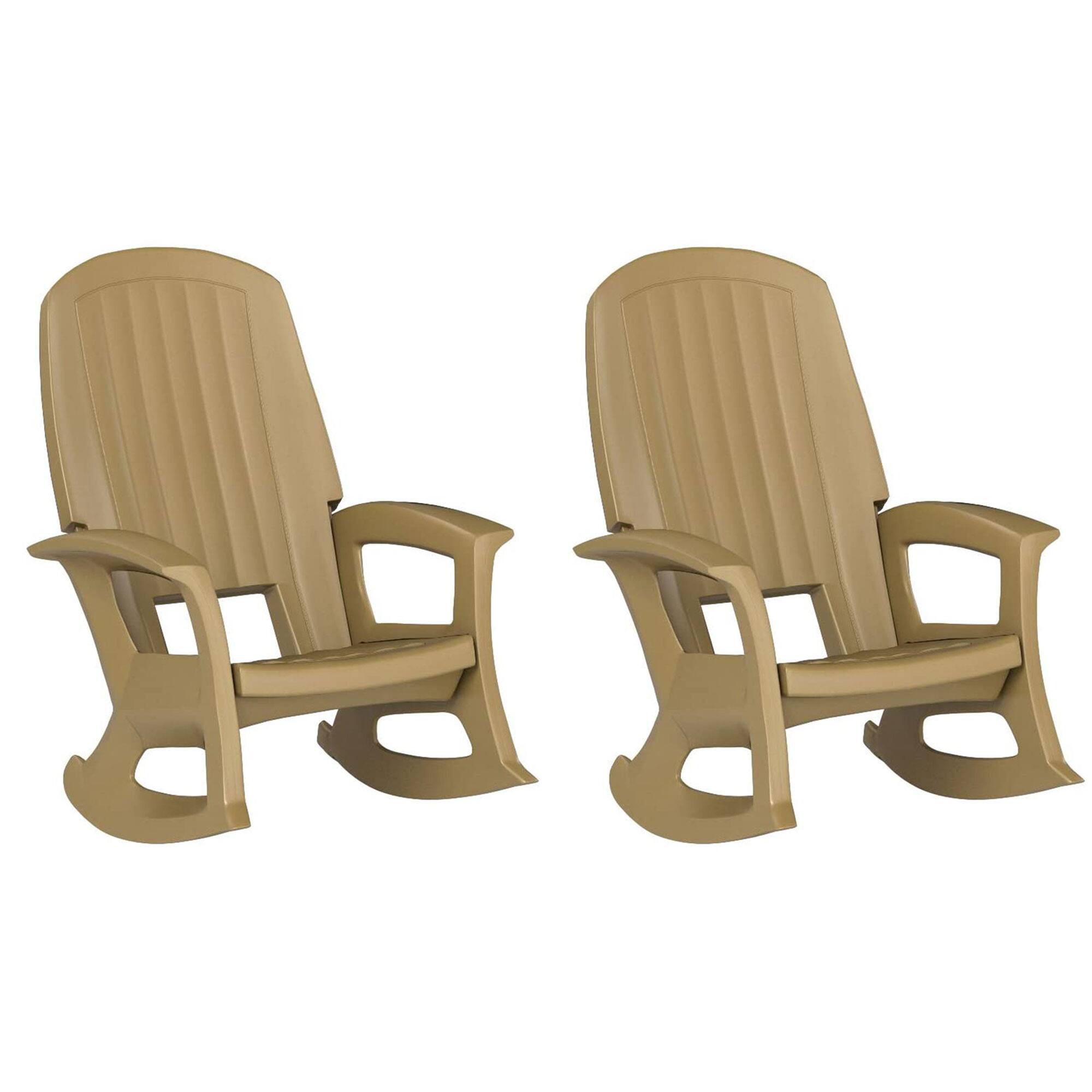 Front. Semco - Semco Plastics Rockaway Heavy Duty All Weather Outdoor Rocking Chair (2 Pack) - Taupe.