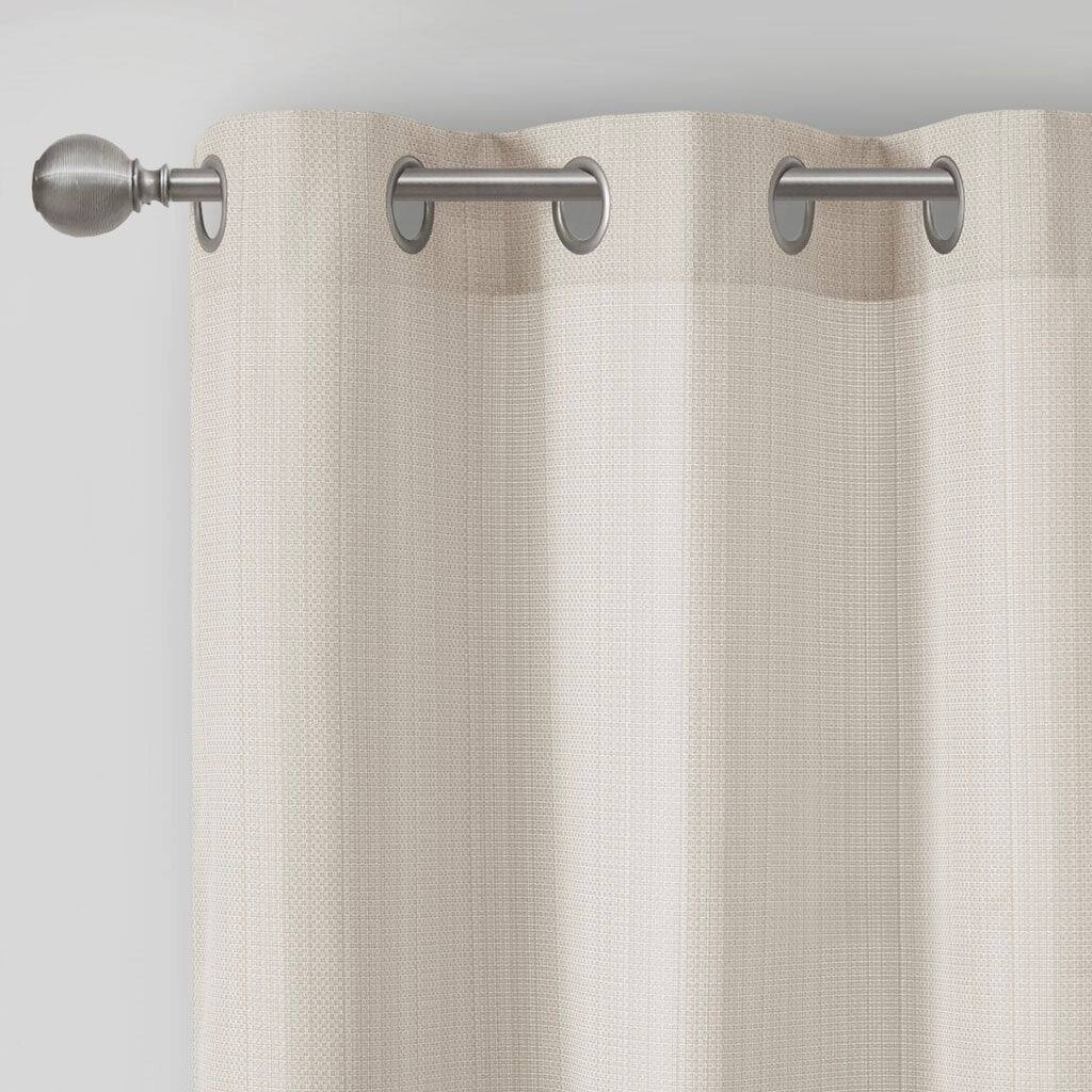 Alt View 6. BreeBe - Basketweave Room Darkening Curtain Panel Pair(2 Pcs Window Panels) - Ivory.