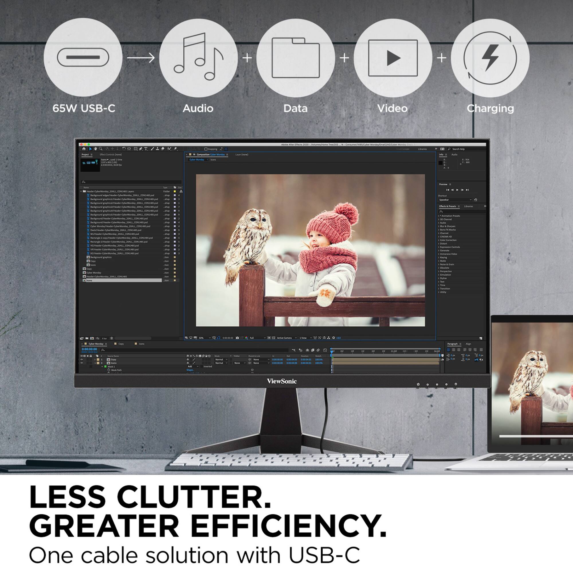 Less Clutter. Greater Efficiency. One Cable Solution with USB-C.