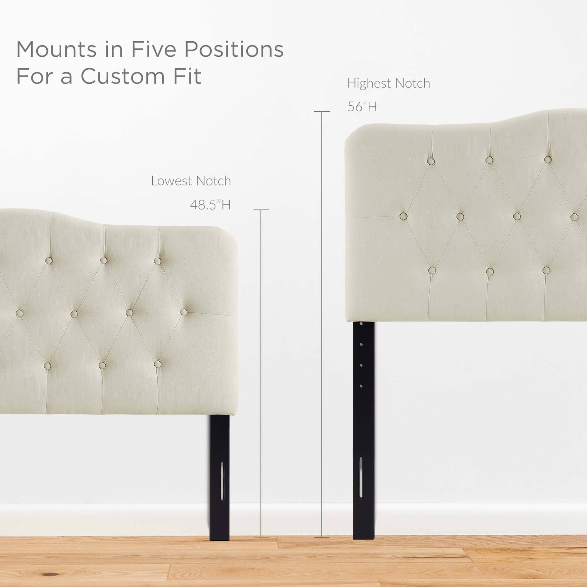 Mounts in Five Positions  
For a Custom Fit  

Highest Notch  
56"H  

Lowest Notch  
48.5"H