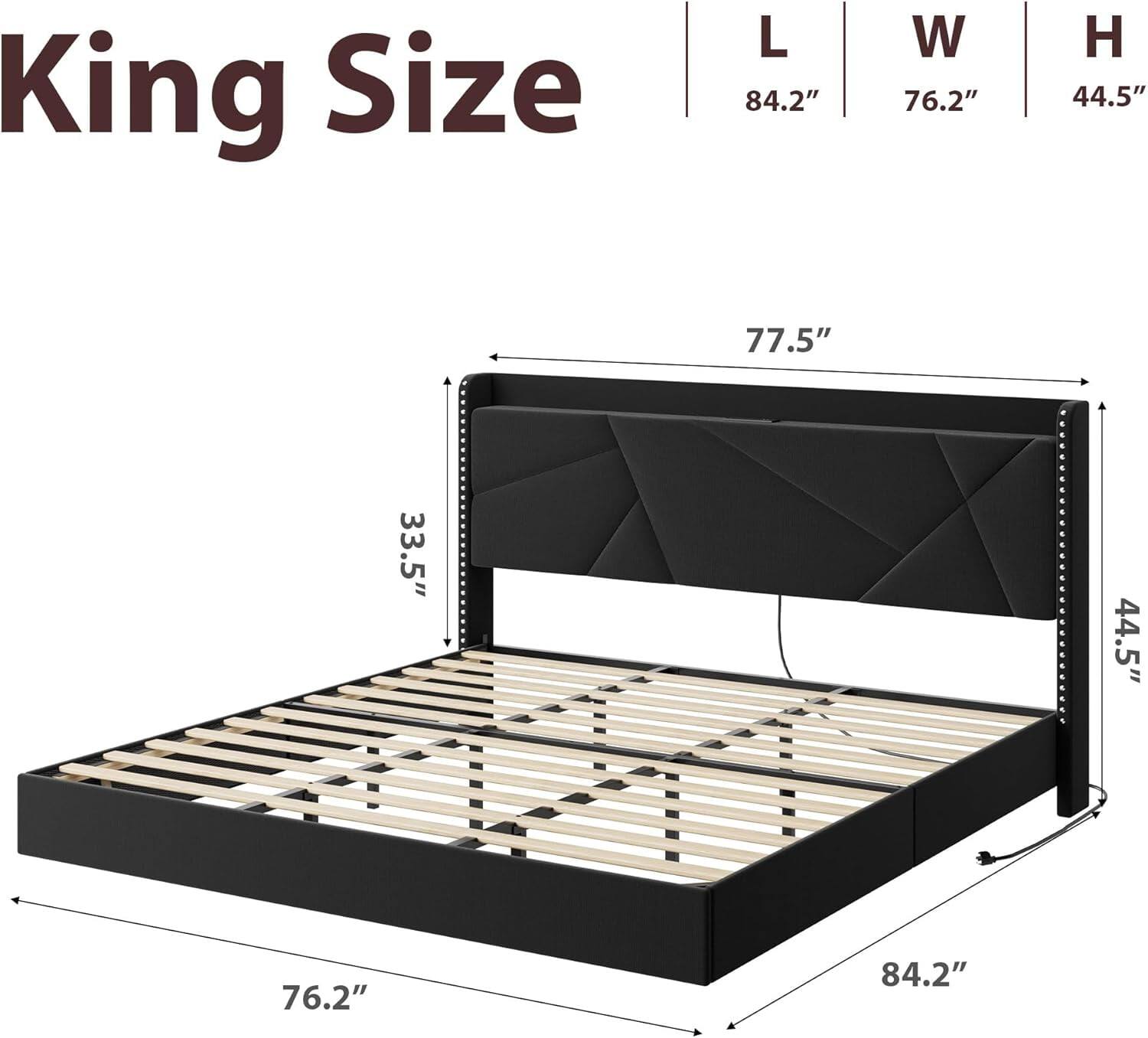 King Size  
L 84.2"  
W 76.2"  
H 44.5"  
77.5"  
33.5"  
44.5"  
76.2"  
84.2"