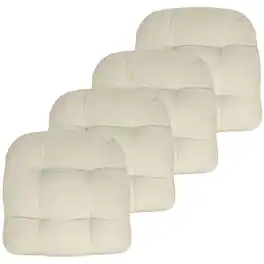 Sweet Home Collection - Patio Cushions Indoor/Outdoor Chair Pads Tufted 19" x 19", 4-Pack - Cream