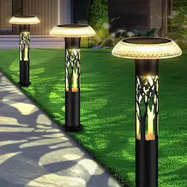 MOSZAR LLC - Large Solar Pathway Lights 6 Pack, 8 Modes Solar Lights Outdoor Landscape - Black