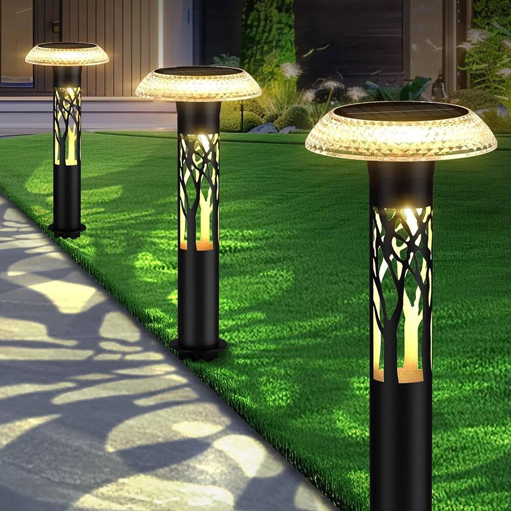 MOSZAR LLC - Large Solar Pathway Lights 6 Pack, 8 Modes Solar Lights Outdoor Landscape - Black